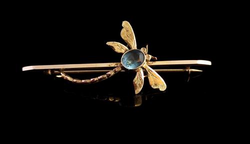 Antique Dragonfly Brooch, 9ct Yellow Gold, Edwardian (1 of 12)