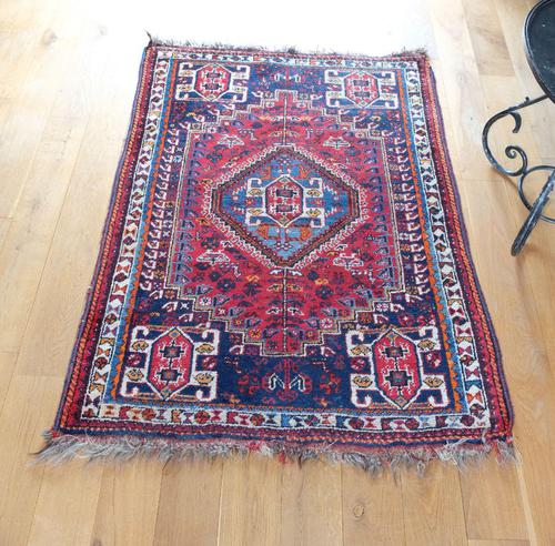 Vintage Persian Handmade Rug with a Vibrant Red & Blue Ground (1 of 8)