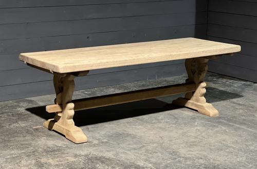 French Bleached Oak Trestle Farmhouse Dining Table with Extensions (1 of 32)