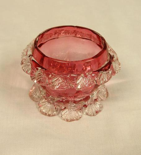 Antique Cranberry Glass Frilled Salt (1 of 5)