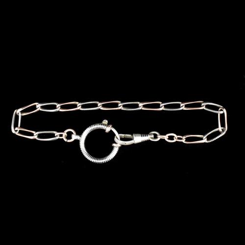 Antique Niello Silver and Gold Watch Chain Bracelet with Dog Clip and Bolt Ring (1 of 8) Antique Niello Silver and Gold Watch Chain Bracelet with Dog Clip and Bolt Ring (1 of 8)