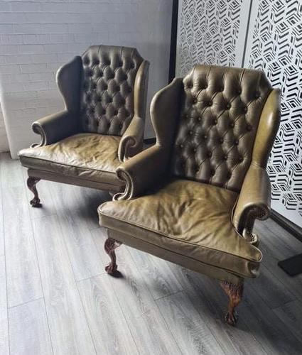 Pair of Leather Wing Chairs (1 of 10)