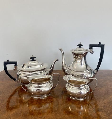 Antique Edwardian Quality Silver Plated Four Piece Tea Set (1 of 8)