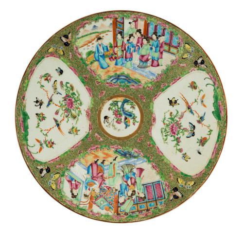 Late 19th Century Cantonese Porcelain Charger with Four Reserved Panels (1 of 5) Late 19th Century Cantonese Porcelain Charger with Four Reserved Panels (1 of 5)