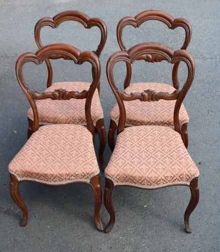 1900's Set of 4 Mahogany Heart Shaped Chairs with Pink Upholstery (1 of 3) 1900's Set of 4 Mahogany Heart Shaped Chairs with Pink Upholstery (1 of 3)