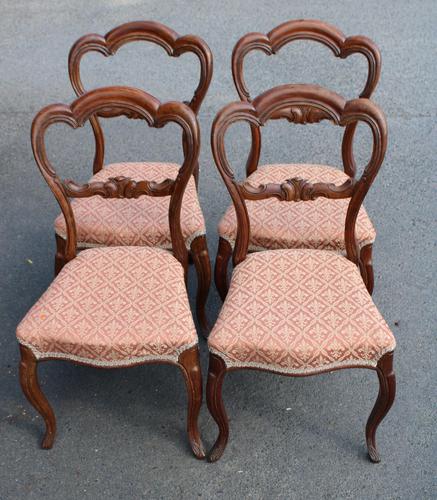 1900's Set of 4 Mahogany Heart Shaped Chairs with Pink Upholstery (1 of 3)