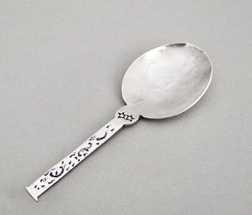 Rare Arts & Craft Silver Caddy Spoon by Nathan & Hayes, Chester 1906 (1 of 6)