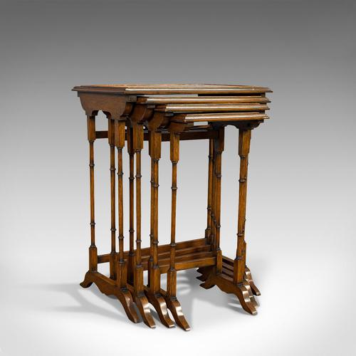 Antique Quartetto of Tables, English, Walnut, Mahogany, Nest, Edwardian, C.1910 (1 of 10)