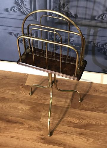 Victorian Brass & Oak Revolving Paper Rack by William Tonks (1 of 7)