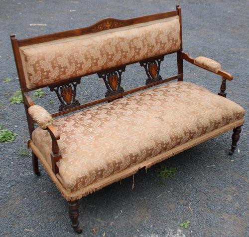 1920s Elegant 3 Seater Mahogany Sofa with Inlay Detailing (1 of 4) 1920s Elegant 3 Seater Mahogany Sofa with Inlay Detailing (1 of 4)