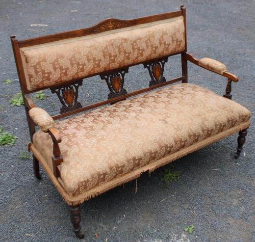 1920s Elegant 3 Seater Mahogany Sofa with Inlay Detailing (1 of 4)