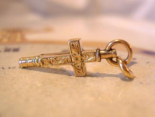 Victorian 1890s Pocket Watch Chain Fob Key Crucifix Antique 12ct Rose Gold Filled (1 of 7) Victorian 1890s Pocket Watch Chain Fob Key Crucifix Antique 12ct Rose Gold Filled (1 of 7)