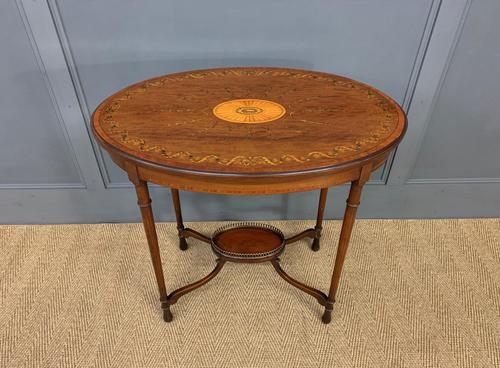 Fine Quality Oval Inlaid Mahogany Occasional Table (1 of 16)