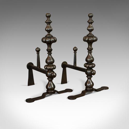 Pair of Antique Decorative Fire Rests, Wrought Iron Fireside Andirons, Victorian (1 of 7) Pair of Antique Decorative Fire Rests, Wrought Iron Fireside Andirons, Victorian (1 of 7)