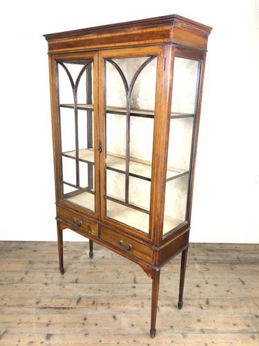 Edwardian Mahogany & Satinwood Glass Display Cabinet (1 of 5)