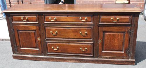 1850s Heavy Oak Dresser Base with Cupboards and Drawers (1 of 4)