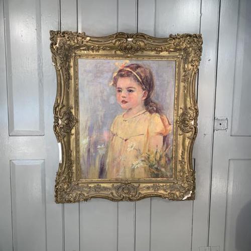 Antique oil painting portrait of young girl in ornate gesso frame signed William Patrick (1 of 8) Antique oil painting portrait of young girl in ornate gesso frame signed William Patrick (1 of 8)