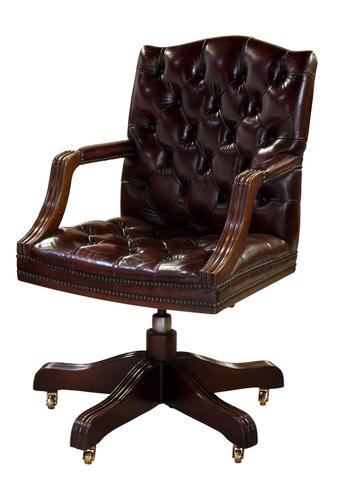 Leather Upholstered Mahogany Desk Chair (1 of 9) Leather Upholstered Mahogany Desk Chair (1 of 9)