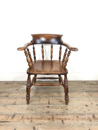 Antique 19th Century Ash & Elm Smokers Bow Chair (1 of 12)