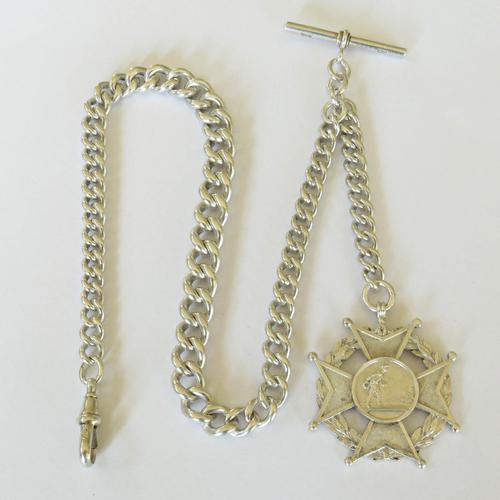 Heavy Antique Silver Watch Chain & Fob, 86g (1 of 4) Heavy Antique Silver Watch Chain & Fob, 86g (1 of 4)