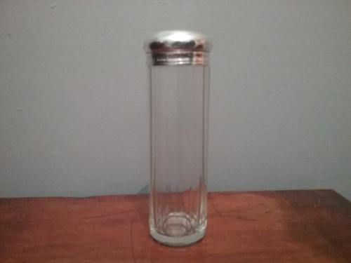 Glass Cologne / Perfume Bottle with silver top (1 of 3)