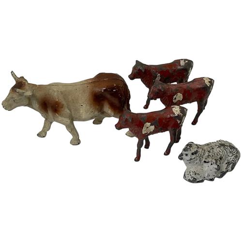 Set Miniature Antique French Lead Cold Painted Farm Animals Cow Calves Sheep (1 of 20) Set Miniature Antique French Lead Cold Painted Farm Animals Cow Calves Sheep (1 of 20)