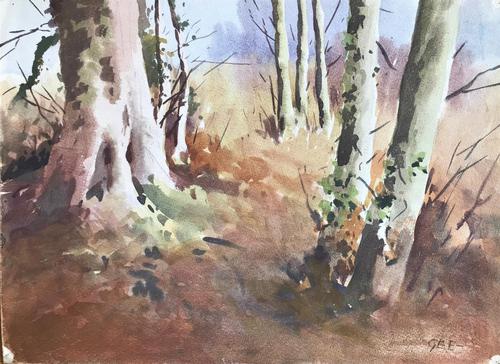 Original Watercolour 'Autumnal Scene' by Arthur Gee (1 of 1)