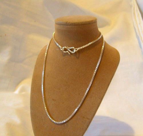 Vintage Silver Necklace 1970s Box Link Unusual Shepherds Hook Clasp (1 of 8)