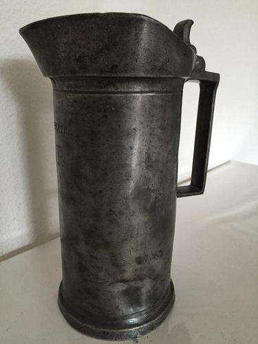 Antique Pewter French Milk / Ale / Wine Jug (1 of 5)