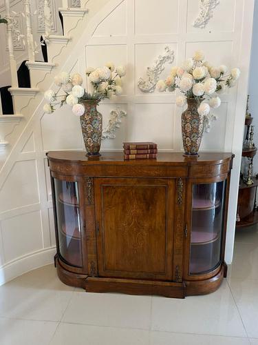 Antique Victorian Quality Figured Walnut Inlaid Credenza (1 of 11)