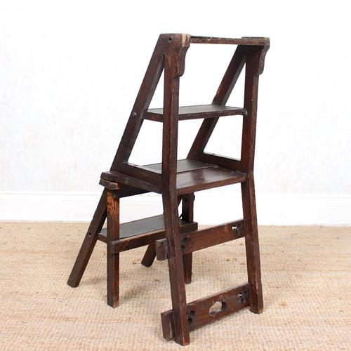 Oak Metamorphic Library Chair Ladder Steps Arts Crafts (1 of 12)