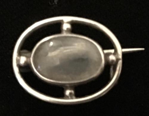 Arts and Crafts Silver and Moonstone Brooch (1 of 4)