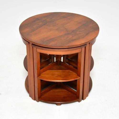 1930's Art Deco Figured Walnut Nesting Coffee Table (1 of 8)