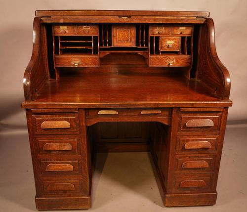 Good Oak Roll Top Desk by Maples London (1 of 12)