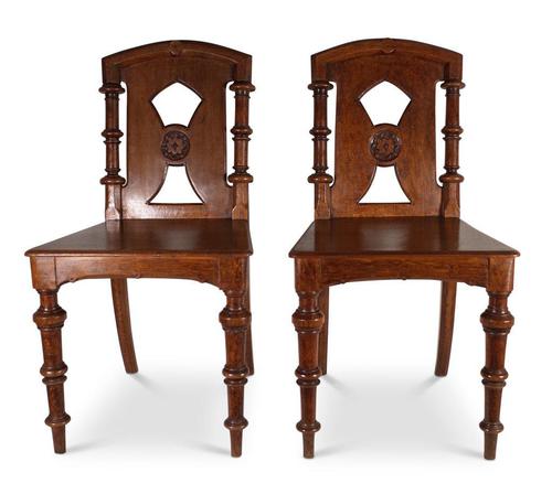 Pair of English Hall Chairs (1 of 6) Pair of English Hall Chairs (1 of 6)