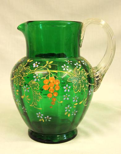 An Antique Green Glass Decorated Jug (1 of 6) An Antique Green Glass Decorated Jug (1 of 6)