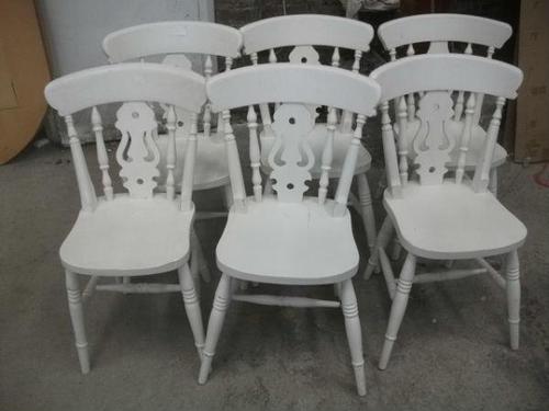 Set of 6 White Fiddle Back Kitchen Chairs (1 of 3)