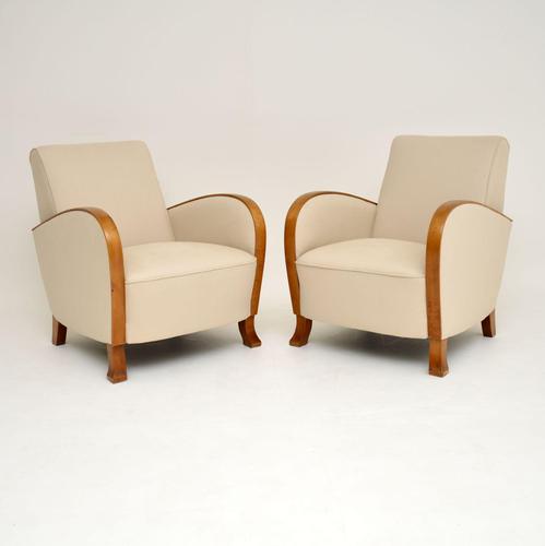 Pair of Swedish  Art Deco Satin Birch Armchairs (1 of 9)