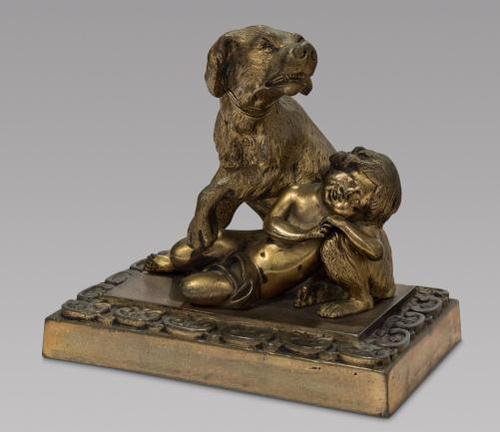 19th Century Grand Tour Bronze of Child & Dog (1 of 4)