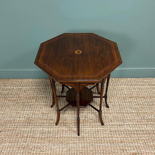 Striking Figured Rosewood Victorian Inlaid Antique Occasional Table (1 of 7)