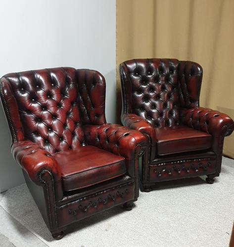 Superb Pair of Leather Wing Armchairs (1 of 10) Superb Pair of Leather Wing Armchairs (1 of 10)