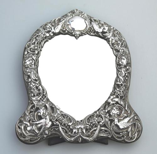 William Comyns : A Fine Large Quality Antique Solid Silver Novelty Mirror C.1905 (1 of 11)