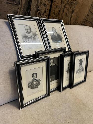 Set of 19th Century Portrait Engravings in Ebonised & Silvered Frames (1 of 6)