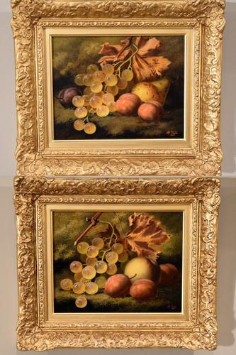 Oil Painting Pair by Henry George Todd - White Grapes & Plums (1 of 8) Oil Painting Pair by Henry George Todd - White Grapes & Plums (1 of 8)