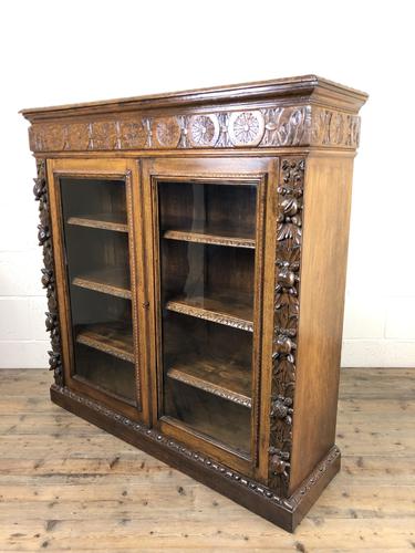 Victorian Glazed Oak Cabinet with Carved Detail (1 of 10)