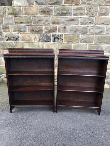 Pair of Antique Oak Open Bookcases (1 of 10)