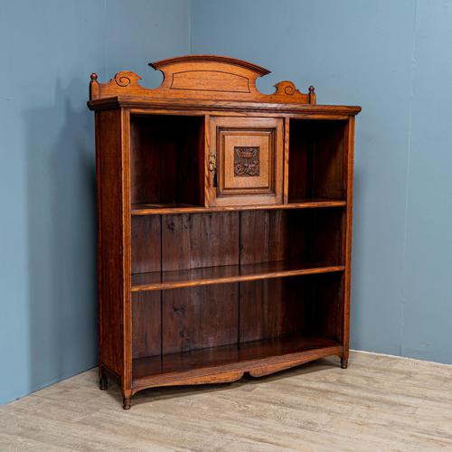 Victorian oak open bookcase (1 of 9)