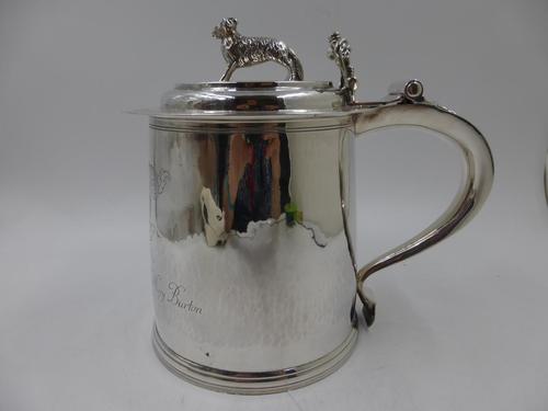 Large Reproduction  Charles II Style Silver Lidded Tankard London 1937 (1 of 11)