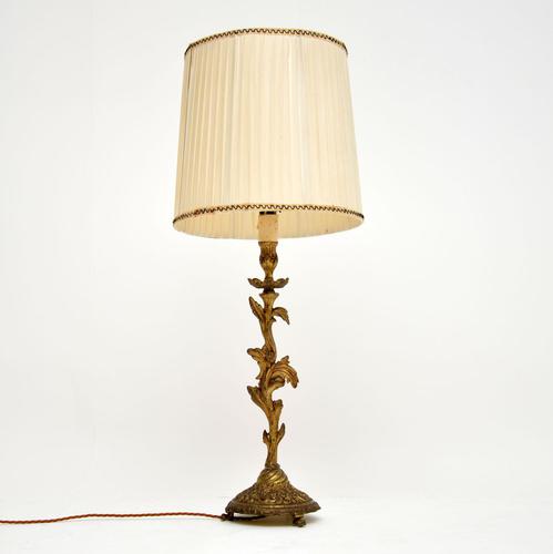 Antique Gilt Metal Table Lamp (1 of 8)