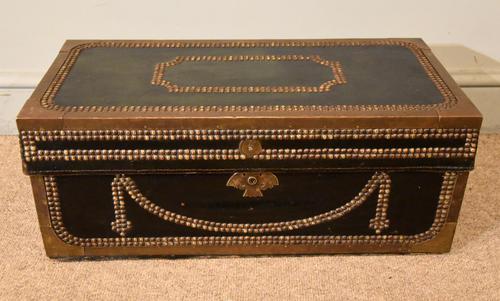 19th Century Camphorwood Leather Brass Coaching Trunk (1 of 5)